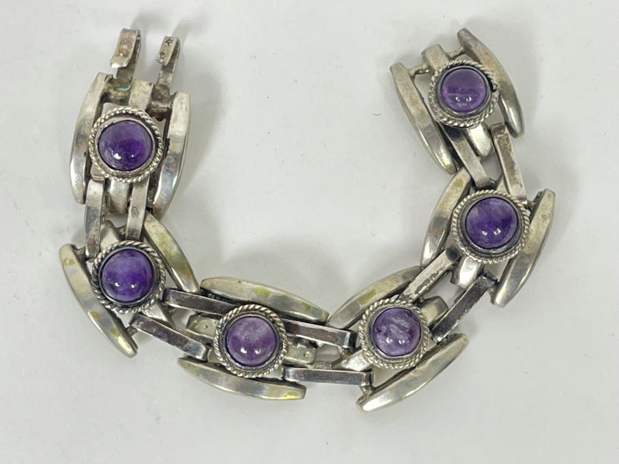 JUST ADDED - Sterling Silver Amethyst Handmade Bracelet 69.4g [Photo 2]