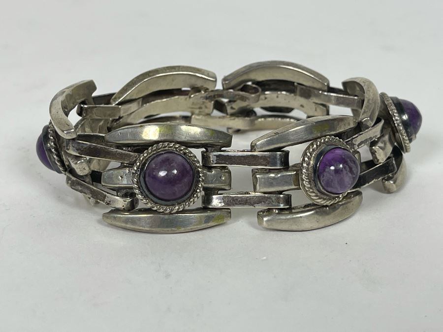 JUST ADDED - Sterling Silver Amethyst Handmade Bracelet 69.4g [Photo 3]