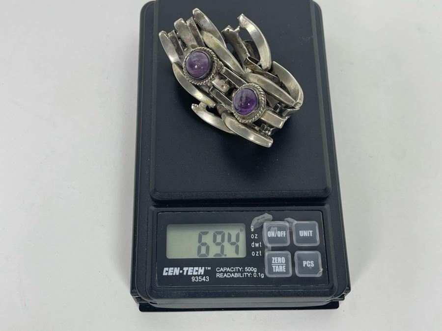 JUST ADDED - Sterling Silver Amethyst Handmade Bracelet 69.4g [Photo 11]