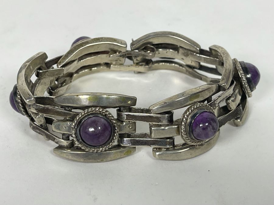 JUST ADDED - Sterling Silver Amethyst Handmade Bracelet 69.4g [Photo 5]