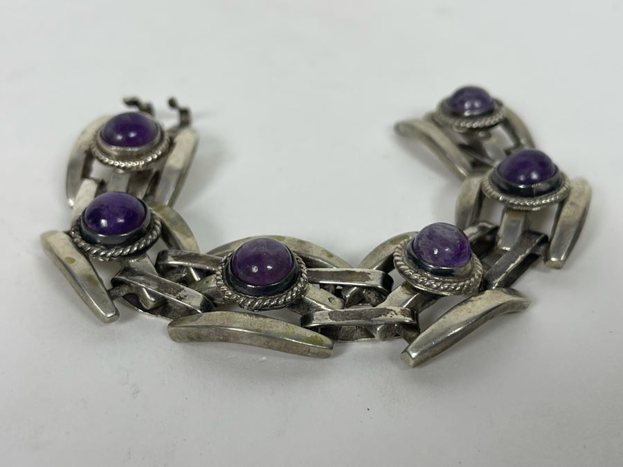 JUST ADDED - Sterling Silver Amethyst Handmade Bracelet 69.4g [Photo 6]
