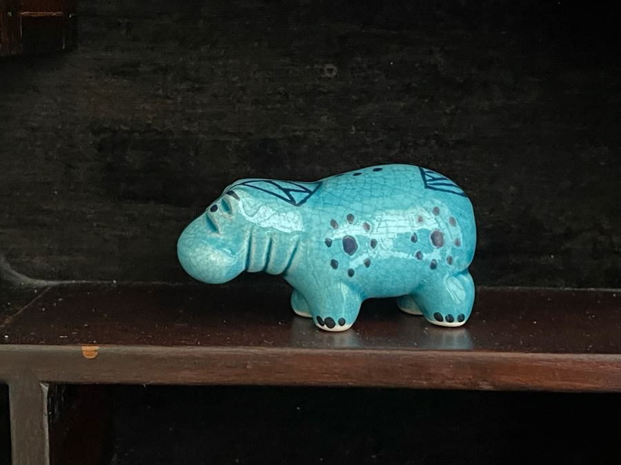 Chinese Carved Rosewood Glass Front Display Wall Curio Cabinet Lockable With Key And Collection Of Chinese Blue Porcelain Animal Figurines [Photo 16]