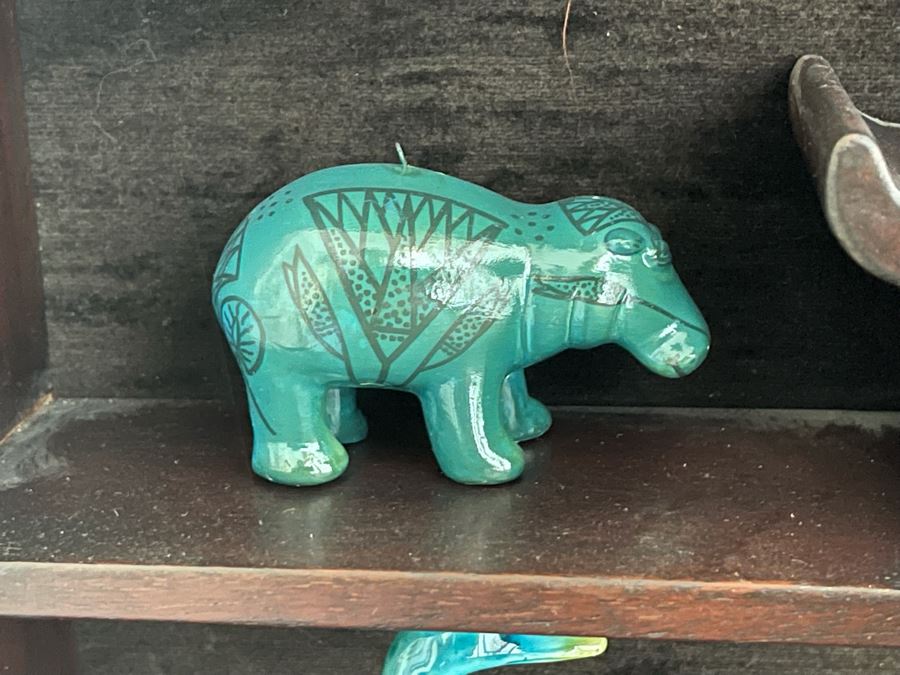 Chinese Carved Rosewood Glass Front Display Wall Curio Cabinet Lockable With Key And Collection Of Chinese Blue Porcelain Animal Figurines [Photo 13]