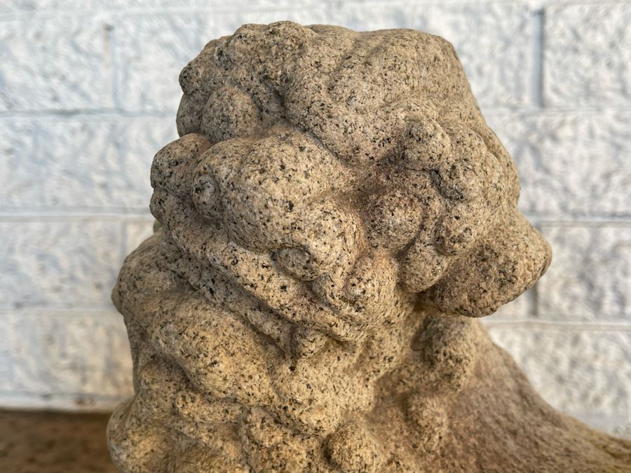 Antique Chinese Carved Stone Foo Dogs 11W X 7D X 15H [Photo 13]