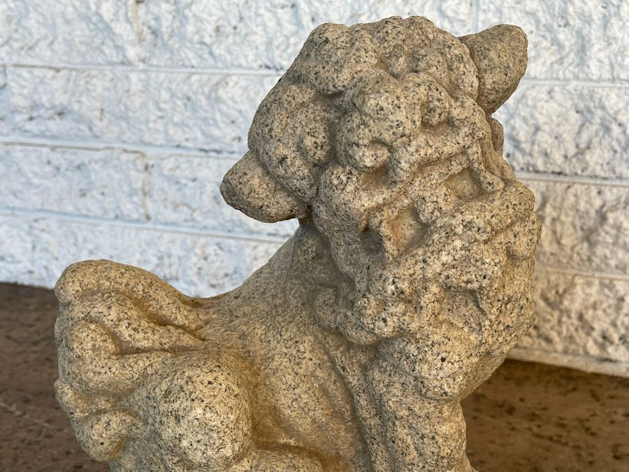 Antique Chinese Carved Stone Foo Dogs 11W X 7D X 15H [Photo 15]