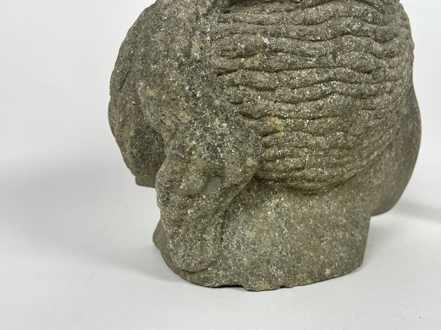 Large Carved Stone Woman's Head Sculpture With Heart Ashtray Top 12W X 7D X 9H [Photo 20]