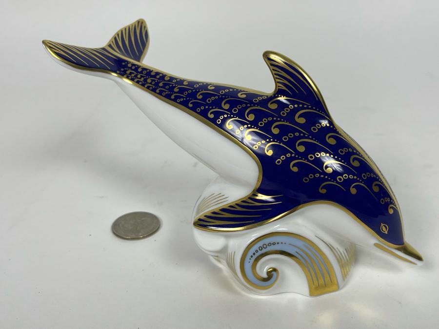 Royal Crown Derby Porcelain Dolphin Figurine 6W X 4H [Photo 5]