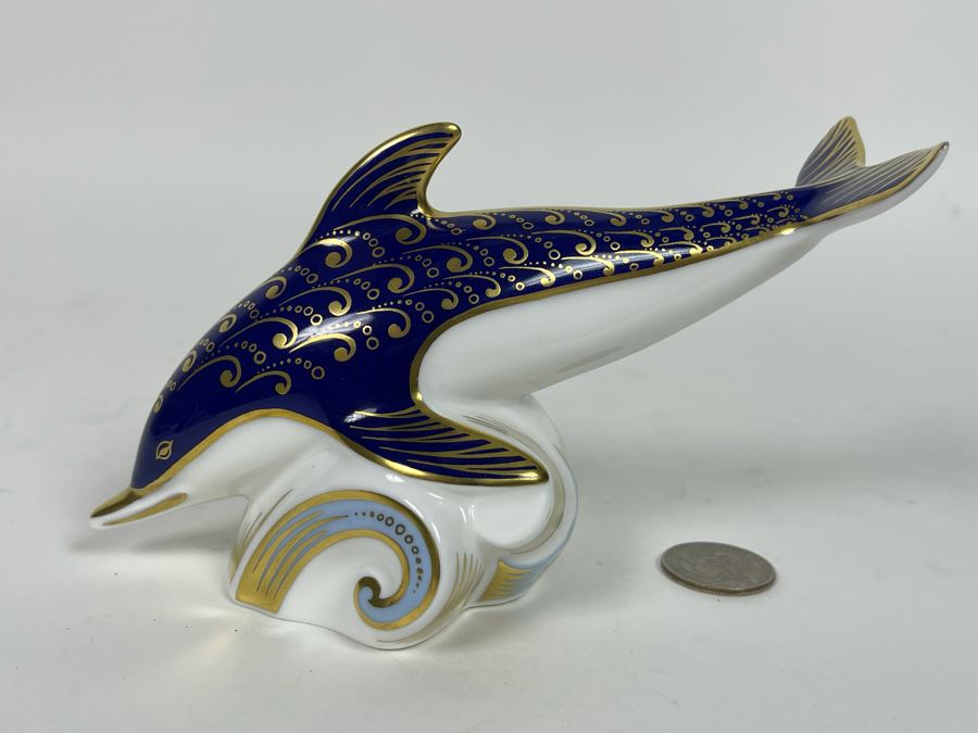 Royal Crown Derby Porcelain Dolphin Figurine 6W X 4H [Photo 2]