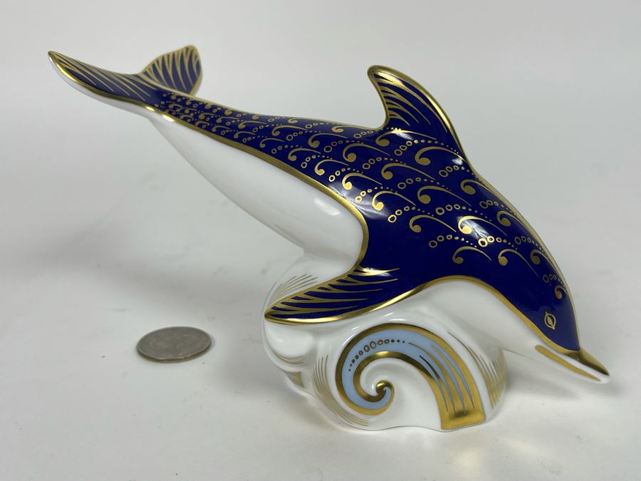 Royal Crown Derby Porcelain Dolphin Figurine 6W X 4H [Photo 4]