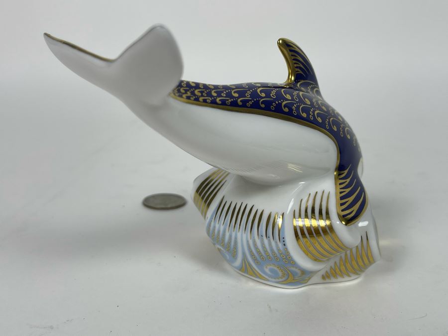 Royal Crown Derby Porcelain Dolphin Figurine 6W X 4H [Photo 6]