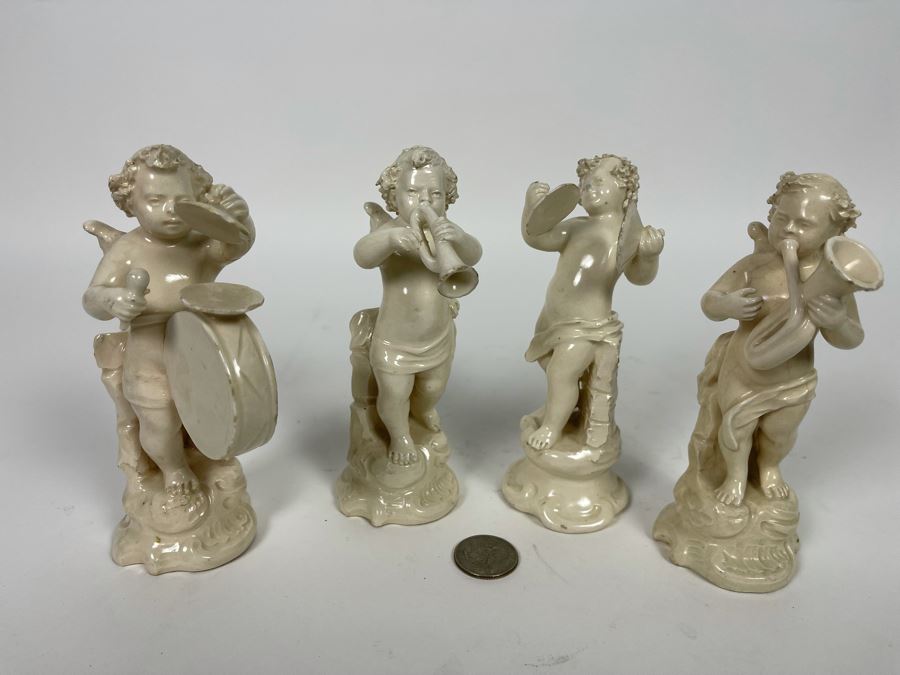 Collection Of Four Vintage White Cherub Musical Figurines 6H [Photo 3]