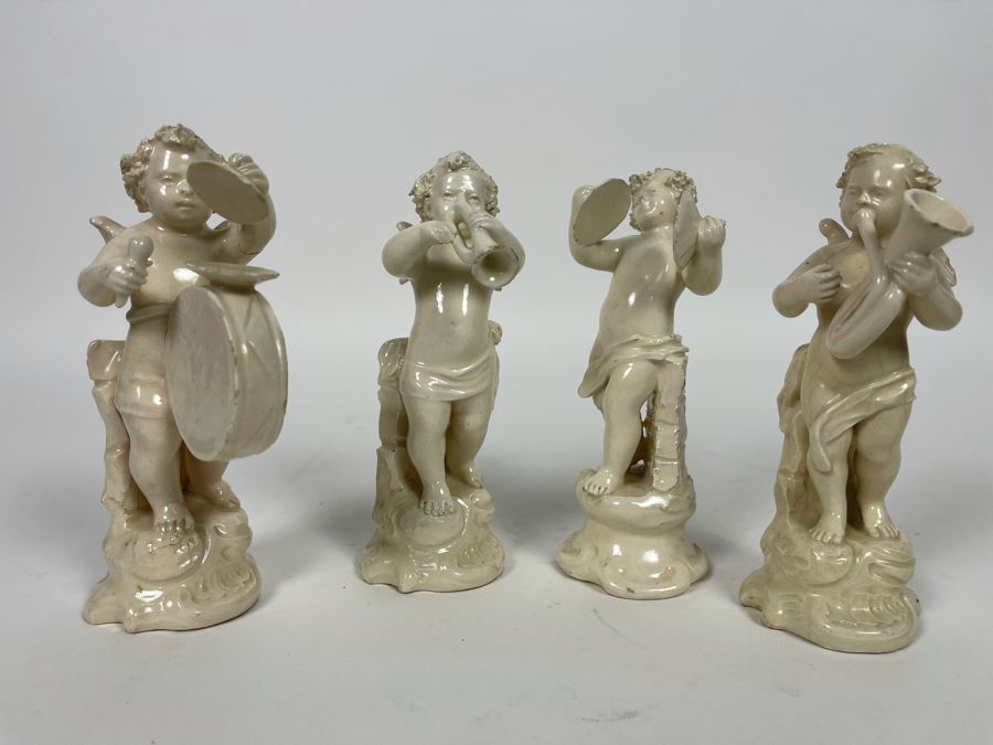 Collection Of Four Vintage White Cherub Musical Figurines 6H [Photo 1]