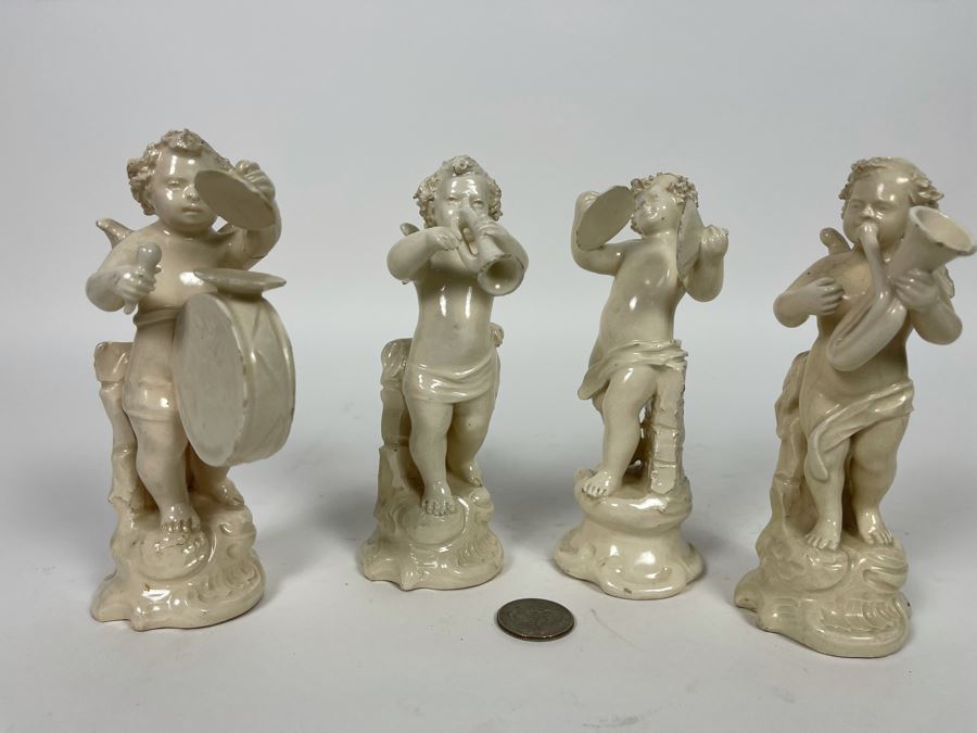 Collection Of Four Vintage White Cherub Musical Figurines 6H [Photo 2]