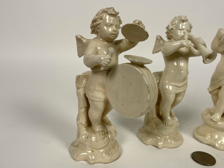 Collection Of Four Vintage White Cherub Musical Figurines 6H [Photo 4]