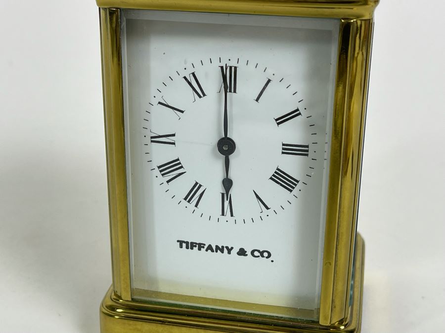 Brass Tiffany & Co Mechanical Carriage Clock Made In France With Key Working (Click To See Video) 3W X 3D X 5H [Photo 20]