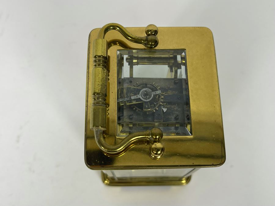 Brass Tiffany & Co Mechanical Carriage Clock Made In France With Key Working (Click To See Video) 3W X 3D X 5H [Photo 5]