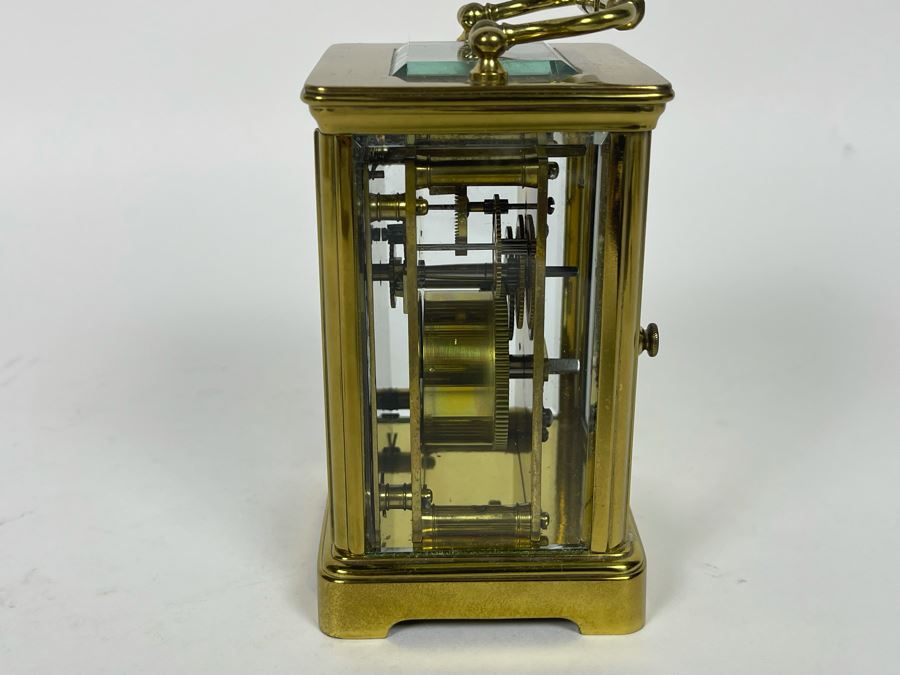 Brass Tiffany & Co Mechanical Carriage Clock Made In France With Key Working (Click To See Video) 3W X 3D X 5H [Photo 10]
