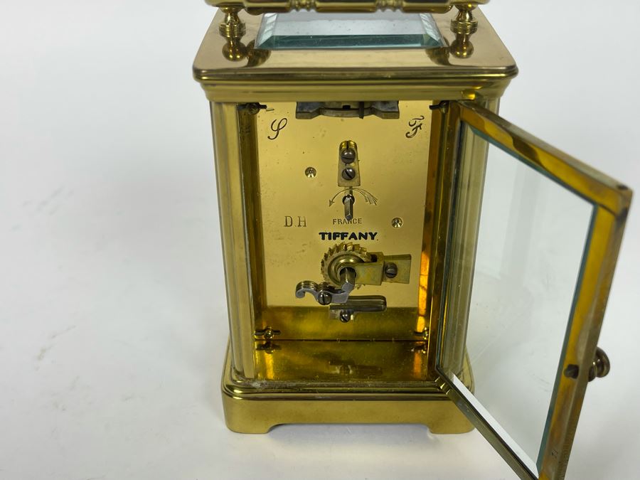 Brass Tiffany & Co Mechanical Carriage Clock Made In France With Key Working (Click To See Video) 3W X 3D X 5H [Photo 7]