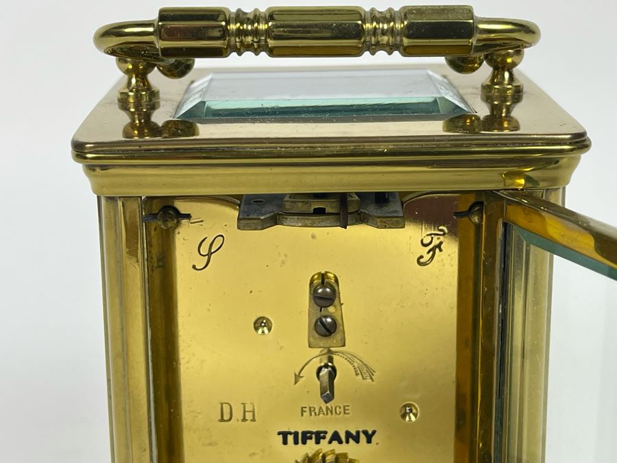 Brass Tiffany & Co Mechanical Carriage Clock Made In France With Key Working (Click To See Video) 3W X 3D X 5H [Photo 9]