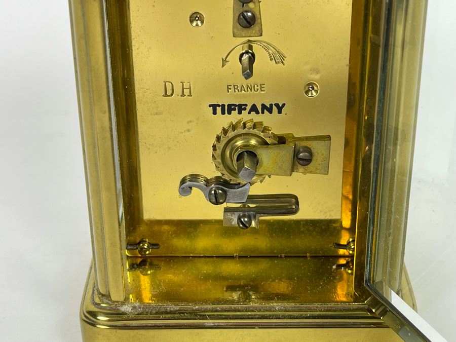 Brass Tiffany & Co Mechanical Carriage Clock Made In France With Key Working (Click To See Video) 3W X 3D X 5H [Photo 8]