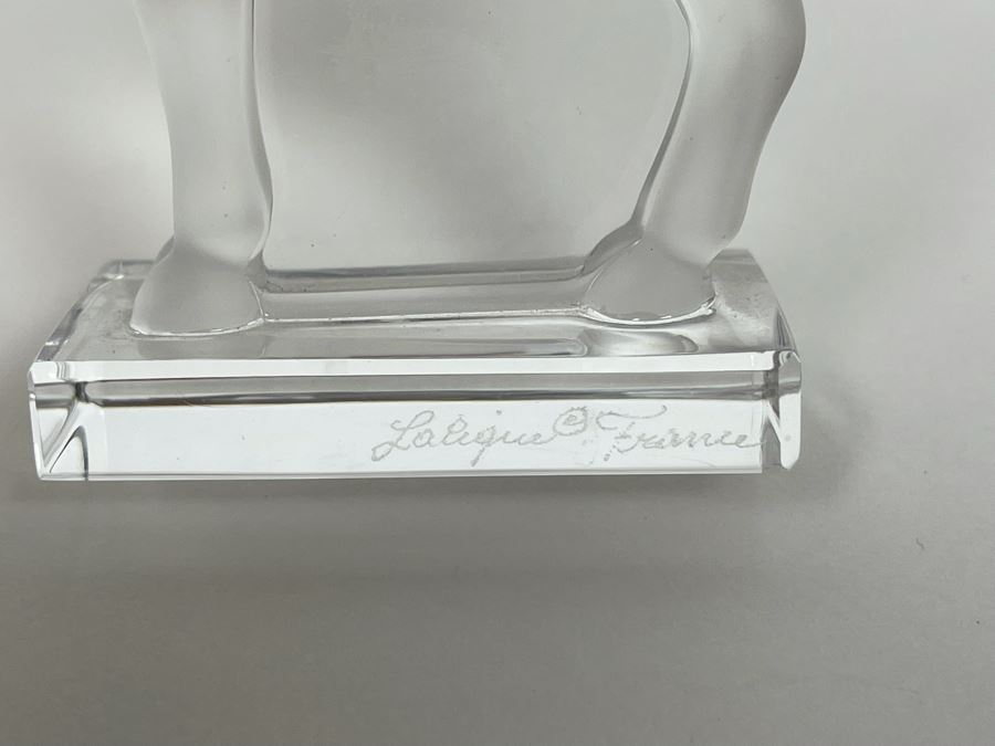 Lalique France Small Signed Frosted Crystal Horse Figurine 3.5W X 3.5H [Photo 5]