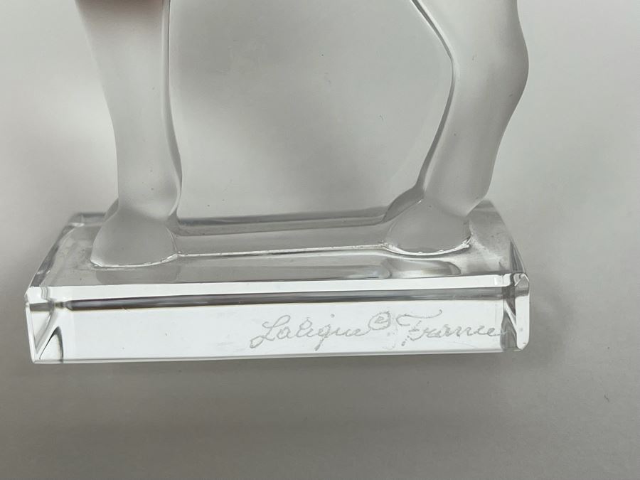 Lalique France Small Signed Frosted Crystal Horse Figurine 3.5W X 3.5H [Photo 4]