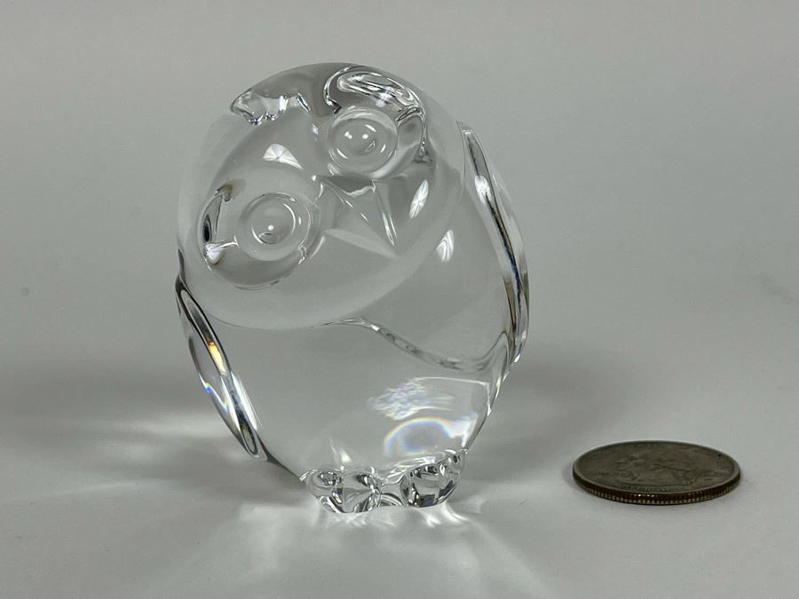 Signed Steuben Glass Crystal Owl Figurine 2.5H