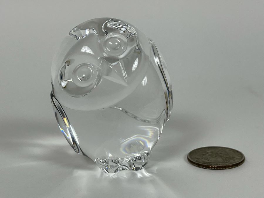 Signed Steuben Glass Crystal Owl Figurine 2.5H [Photo 2]