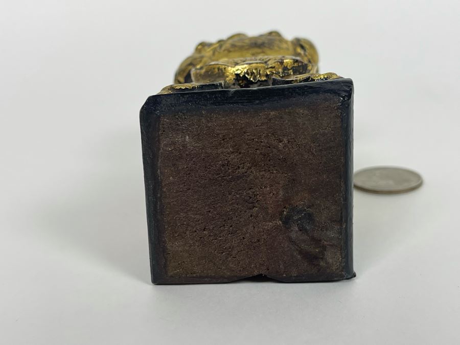 Vintage Chinese Carved Gilt Wooden Foo Dog Figurine 4.5H [Photo 9]