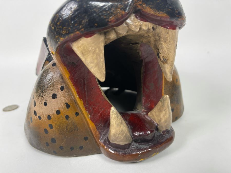 Hand Painted Wooden Tiger Mask Wall Hanging 9W X 9H [Photo 5]