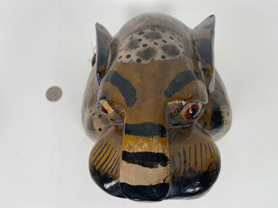 Hand Painted Wooden Tiger Mask Wall Hanging 9W X 9H [Photo 4]