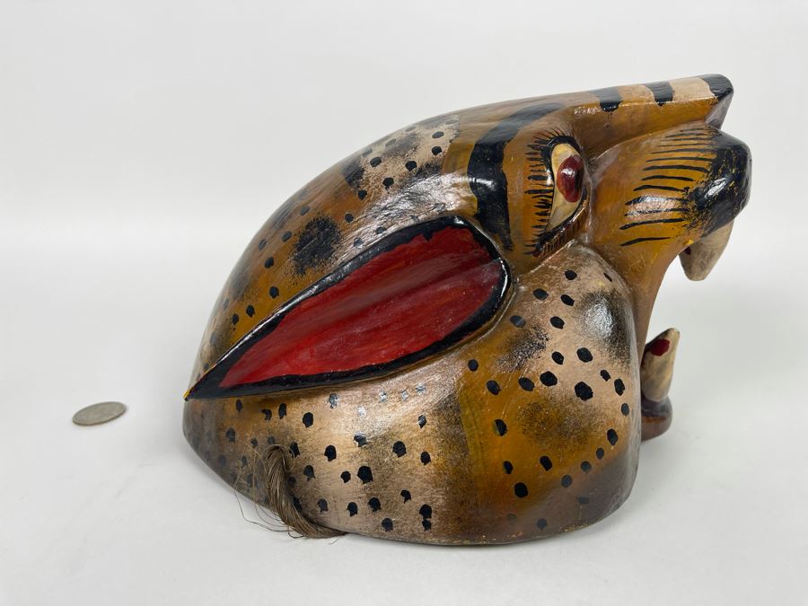 Hand Painted Wooden Tiger Mask Wall Hanging 9W X 9H [Photo 6]