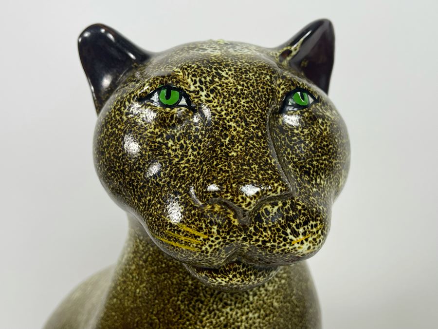 Large Vintage Glazed Ceramic Cat Sculpture 17W X 19H [Photo 6]