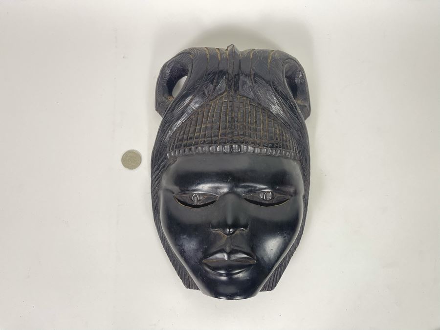 Old Carved Wooden African Mask Wall Hanging 8W X 11H [Photo 2]