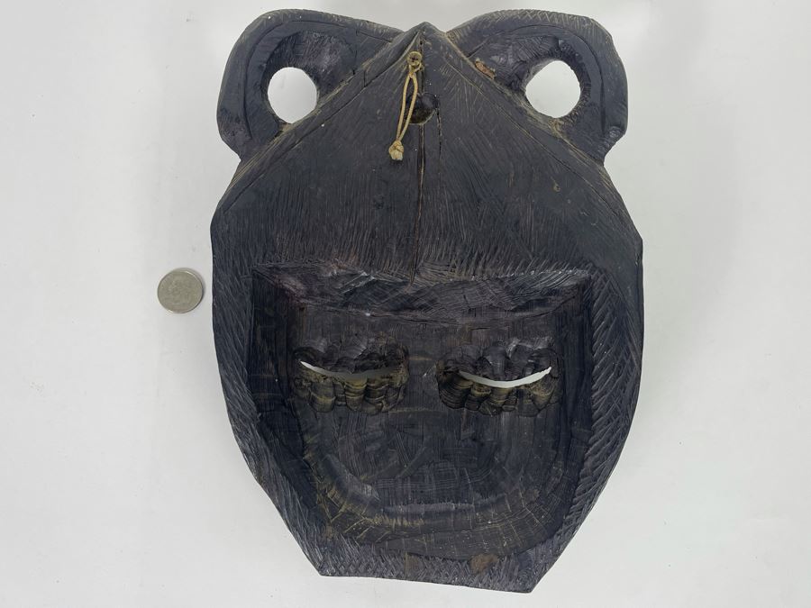 Old Carved Wooden African Mask Wall Hanging 8W X 11H [Photo 7]