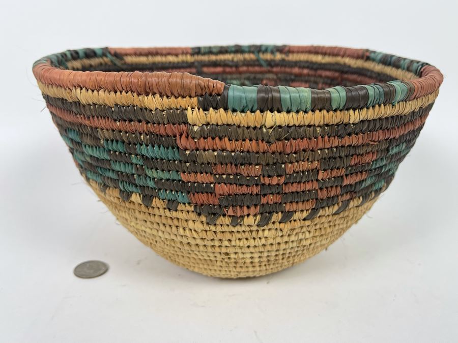 Vintage African Handwoven Basket 11W X 6H [Photo 2]