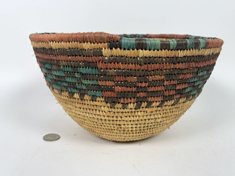 Vintage African Handwoven Basket 11W X 6H [Photo 3]