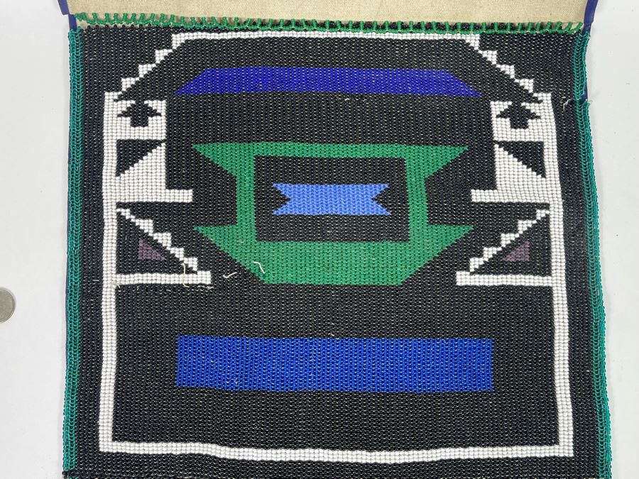 Vintage African Ndebele Woman's Beaded Apron Beadwork Wall Hanging 14.5W X 19.5H [Photo 4]