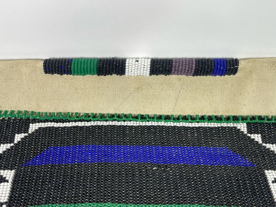 Vintage African Ndebele Woman's Beaded Apron Beadwork Wall Hanging 14.5W X 19.5H [Photo 5]