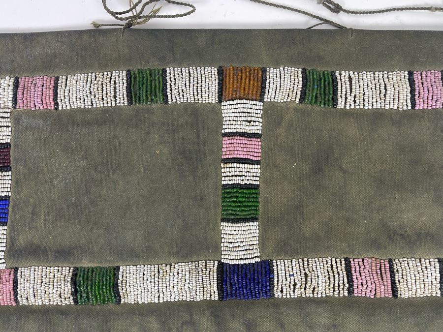 Vintage African Ndebele Woman's Beaded Apron Beadwork Wall Hanging 14W X 11H [Photo 7]