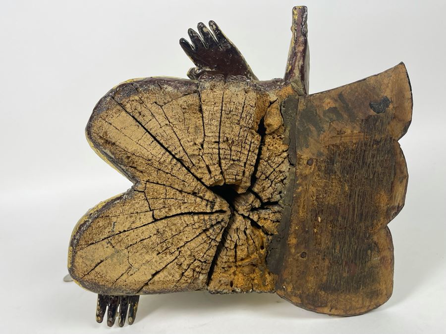 Old Carved Wood Gilded Seated Thai Buddha Sculpture 11W X 10D X 12.5H [Photo 14]