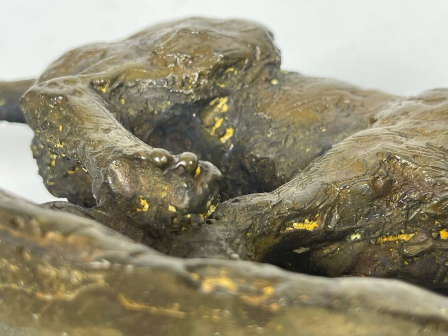 Vintage Bronze Panther Sculpture Appears To Have Been Gilded At One Point (No Signature Found) 11W X 3D X 4H [Photo 19]