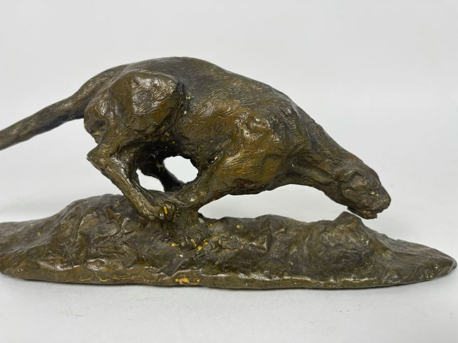 Vintage Bronze Panther Sculpture Appears To Have Been Gilded At One Point (No Signature Found) 11W X 3D X 4H [Photo 5]