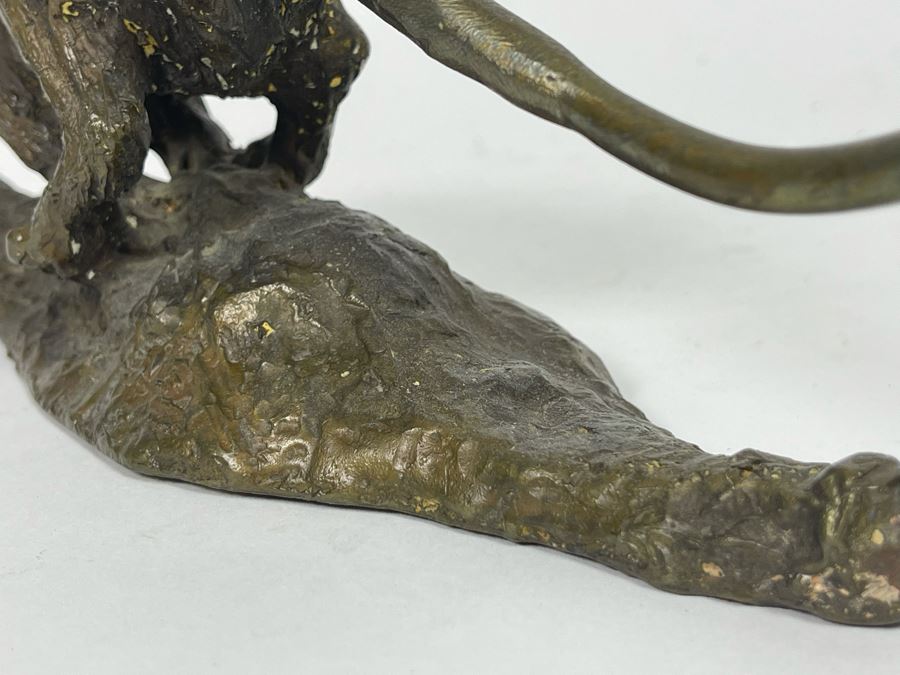 Vintage Bronze Panther Sculpture Appears To Have Been Gilded At One Point (No Signature Found) 11W X 3D X 4H [Photo 17]