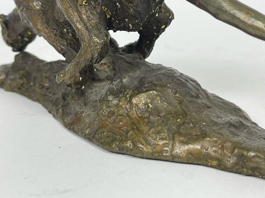 Vintage Bronze Panther Sculpture Appears To Have Been Gilded At One Point (No Signature Found) 11W X 3D X 4H [Photo 16]