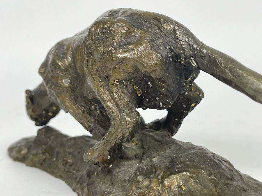 Vintage Bronze Panther Sculpture Appears To Have Been Gilded At One Point (No Signature Found) 11W X 3D X 4H [Photo 15]