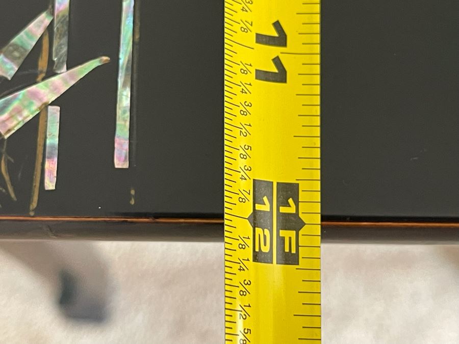 Japanese Wooden Lacquer Inlaid Mother Of Pearl Side Table 13.5W X 12D X 22H [Photo 7]