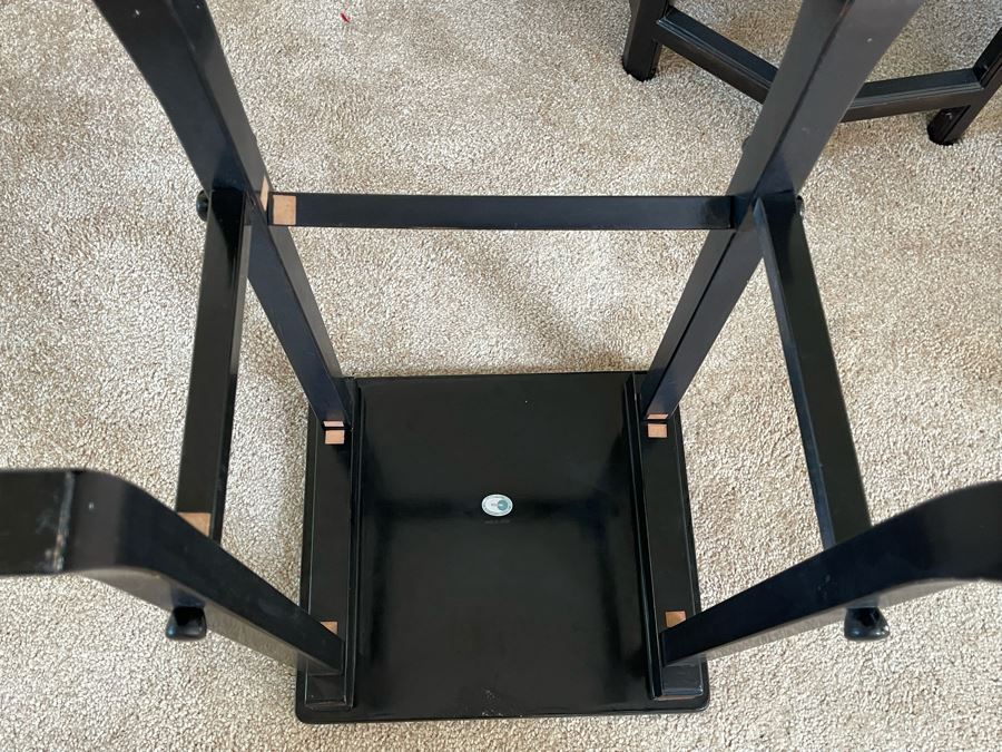 Japanese Wooden Lacquer Inlaid Mother Of Pearl Side Table 13.5W X 12D X 22H [Photo 4]