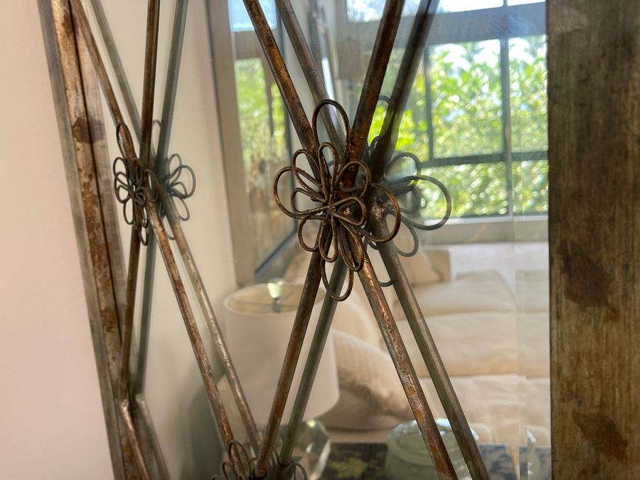 John-Richard Gilt Metal And Mirrored Glass 4-Panel Folding Room Divider Screen Very Heavy 88W X 82.5H [Photo 8]