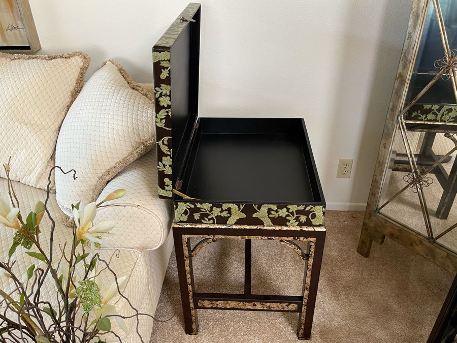 Side Table With Hinged Top For Storage 18W X 24D X 27H [Photo 3]